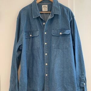 Customized Version designed by Dubious Nik Blue Denim Button-Up Shirt, Size 2XL